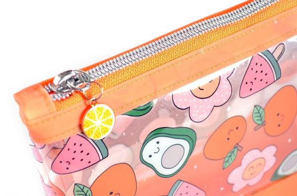Orange Cutie Fruity *Clear & Jelly Vinyl* Cosmetic Bag