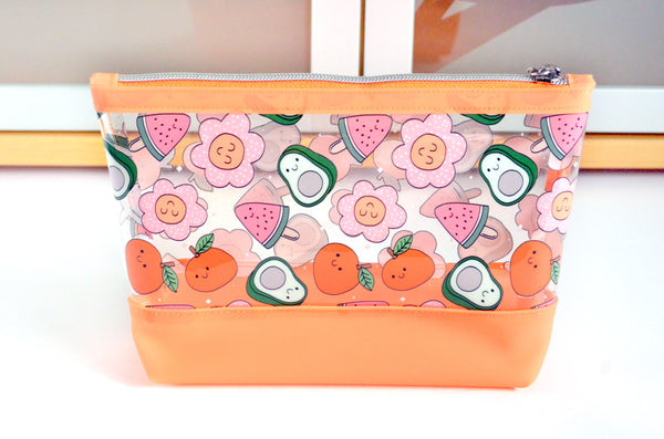 Orange Cutie Fruity *Clear & Jelly Vinyl* Cosmetic Bag