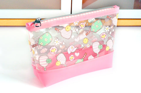 Light Pink Pickleball *Clear & Jelly Vinyl* Cosmetic Bag