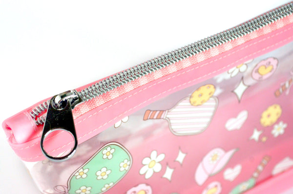 Light Pink Pickleball *Clear & Jelly Vinyl* Cosmetic Bag