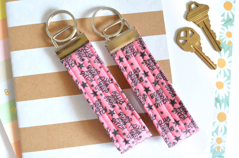 Pink "Sweary" Fabric Keychain