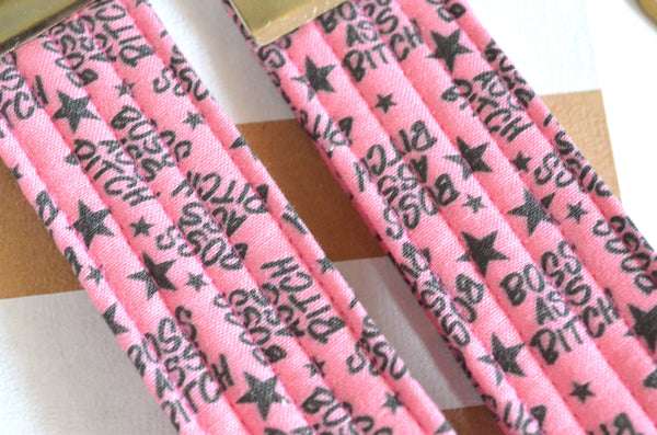 Pink "Sweary" Fabric Keychain