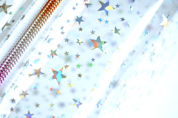 *Clear Vinyl* Holographic Stars Toiletry Bag