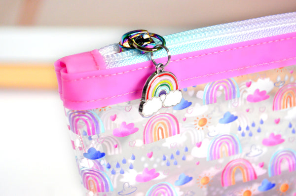 Hot Pink Rainbow *Clear & Jelly Vinyl* Cosmetic Bag