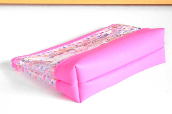 Hot Pink Rainbow *Clear & Jelly Vinyl* Cosmetic Bag