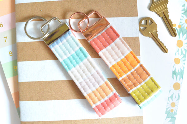 Pastel Stripe Fabric Keychain