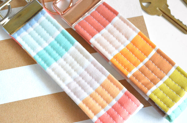 Pastel Stripe Fabric Keychain