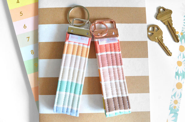 Pastel Stripe Fabric Keychain