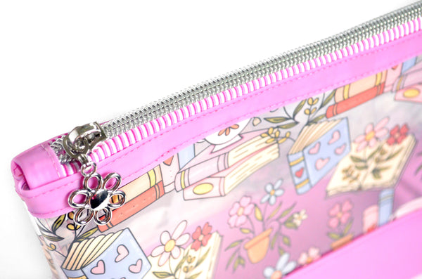 Pink Bookish *Clear & Jelly Vinyl* Cosmetic Bag