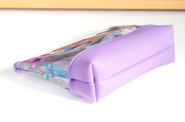 Purple Midnight Floral *Clear & Jelly Vinyl* Cosmetic Bag