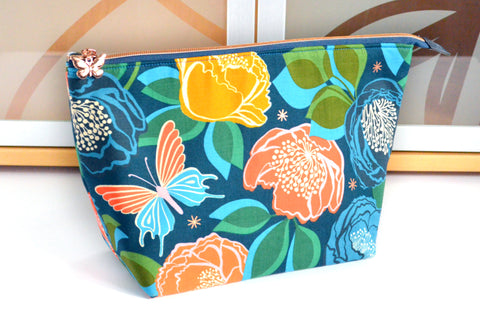 Dark Blue Midnight Garden Jumbo Toiletry Bag