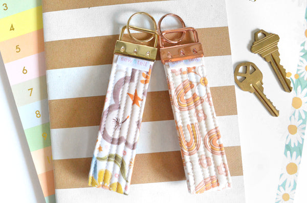Rainbow Floral Fabric Keychain