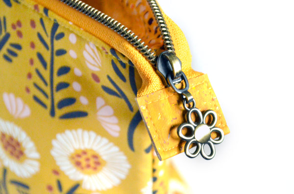 Mustard Floral Jumbo Toiletry Bag