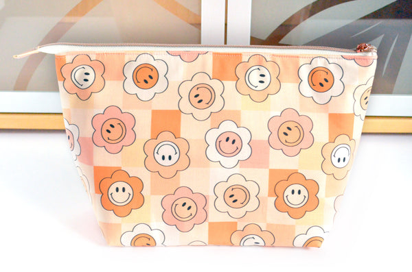 Orange Smiley Checker Jumbo Toiletry Bag