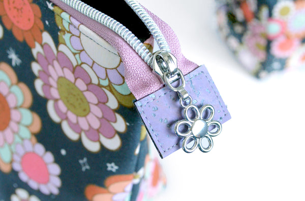 Dark Grey Whimsy Floral - Jumbo & Boxy Toiletry Bags