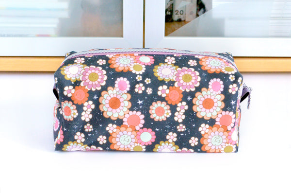 Dark Grey Whimsy Floral - Jumbo & Boxy Toiletry Bags
