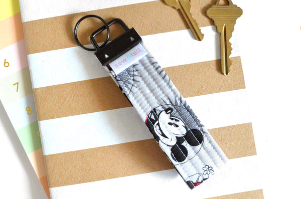 Grey Mouse Fabric Keychain