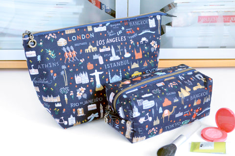 Navy Rifle Paper Co Bon Voyage- Jumbo & Boxy Toiletry Bags