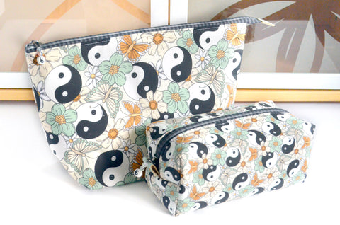 Sage Yin Yang Butterfly - Jumbo & Boxy Toiletry Bags