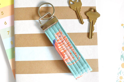 Blue Tiger Goddess Fabric Keychain