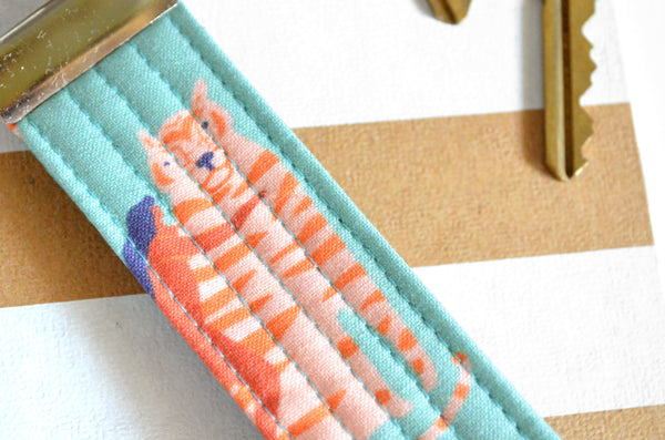 Blue Tiger Goddess Fabric Keychain