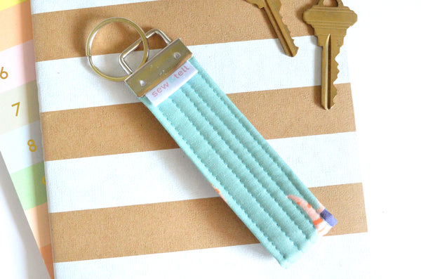 Blue Tiger Goddess Fabric Keychain