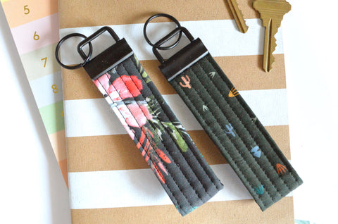 Black Tropical Desert Fabric Keychain