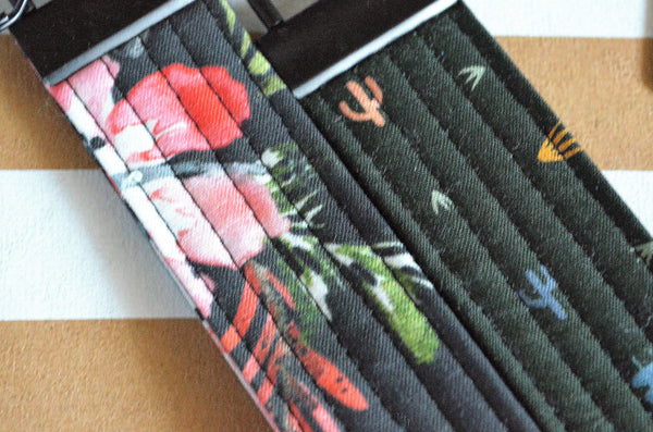 Black Tropical Desert Fabric Keychain