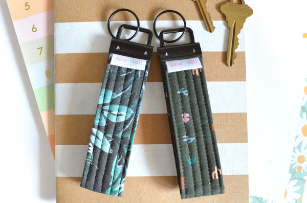 Black Tropical Desert Fabric Keychain