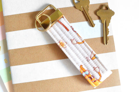 Gold Banana Man Fabric Keychain
