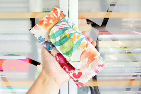 Rainbow Watercolour Floral Wallet