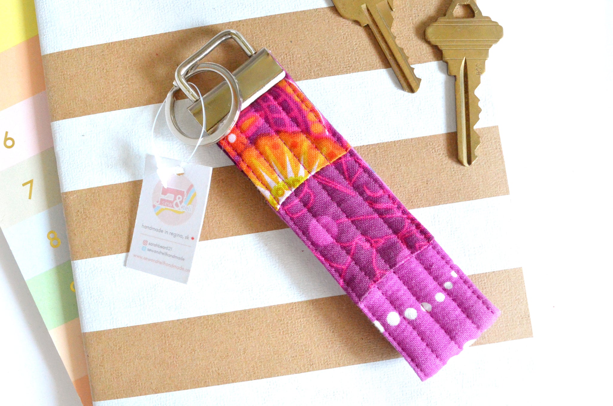 Purple Patchwork Fabric Keychain