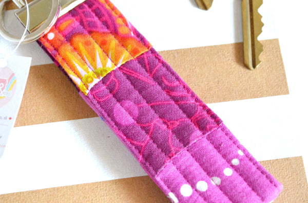 Purple Patchwork Fabric Keychain