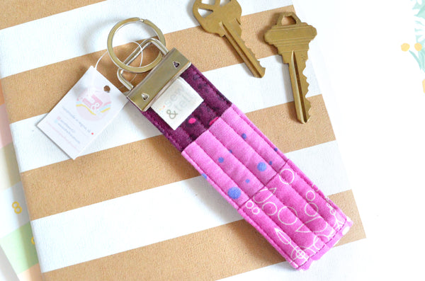 Purple Patchwork Fabric Keychain