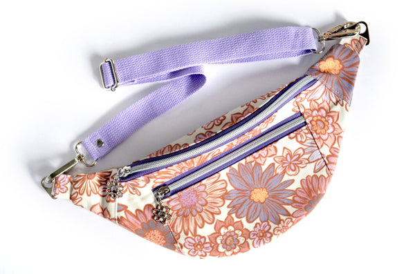 Purple Golden June Floral Fanny Pack