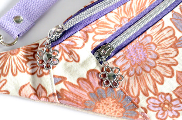 Purple Golden June Floral Fanny Pack