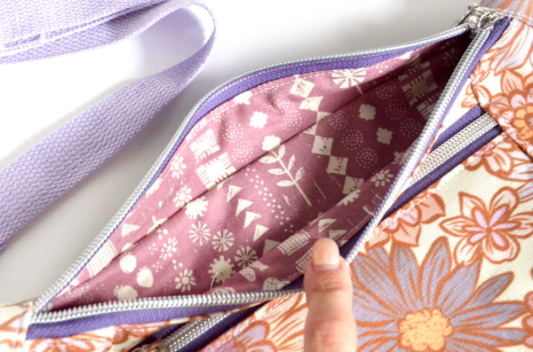 Purple Golden June Floral Fanny Pack