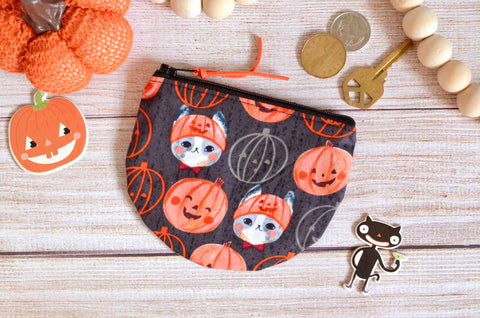 Pumpkin Kitty Round Coin Purse