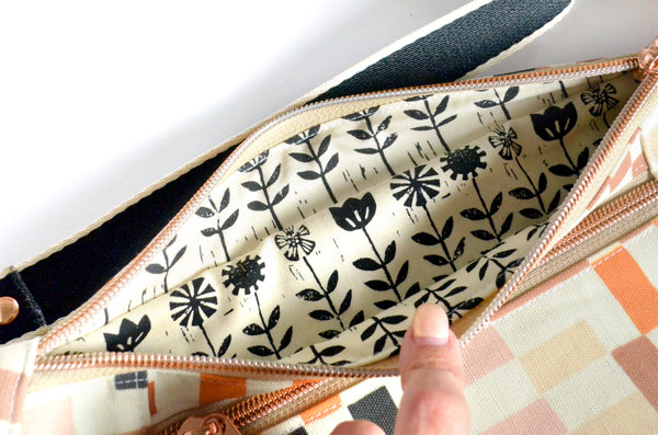 Black & Brown Uneven Checker Fanny Pack