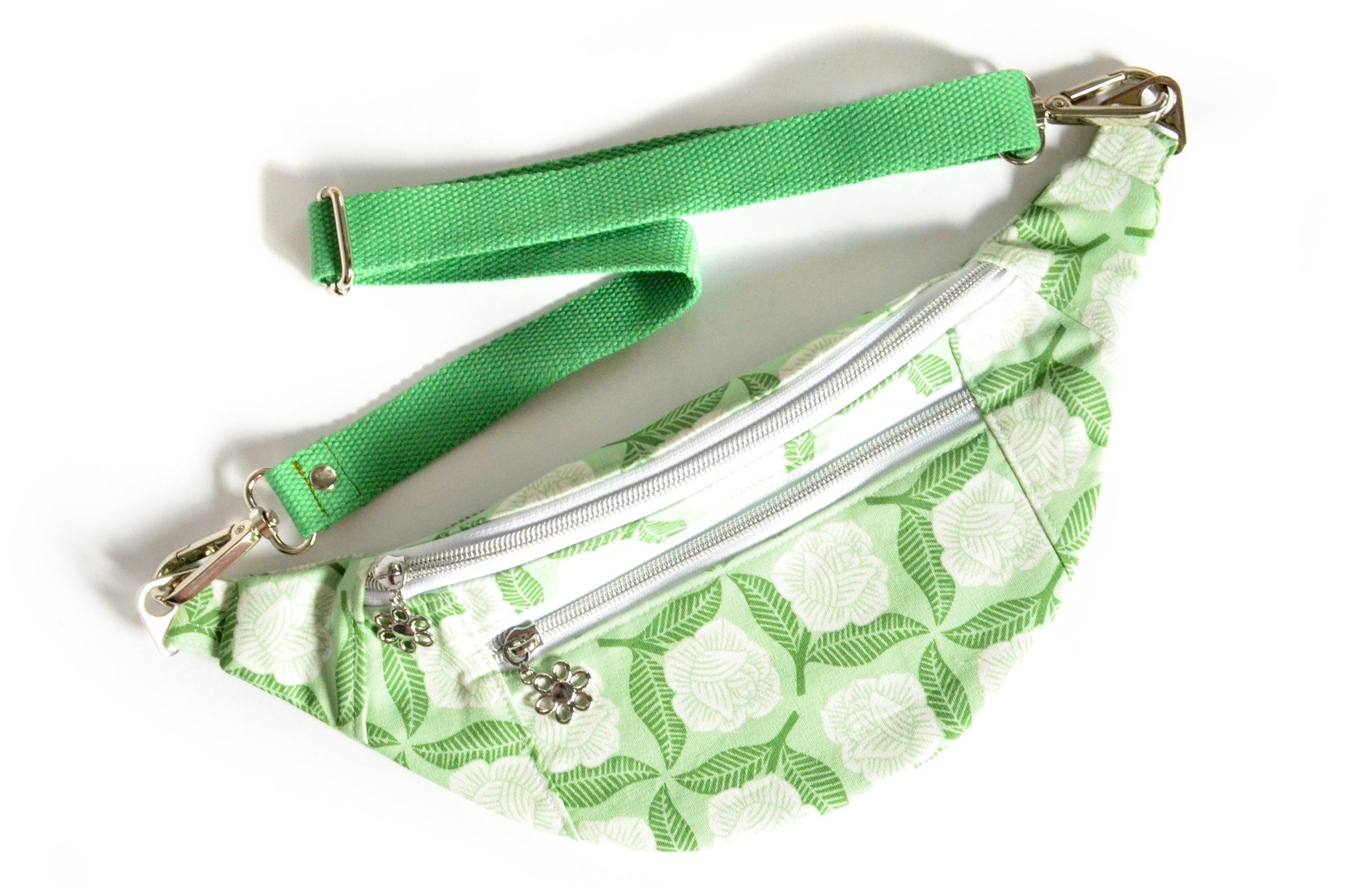 Green & White Floral Fanny Pack