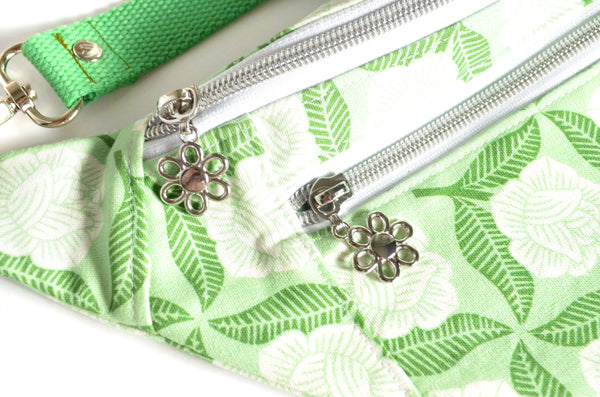 Green & White Floral Fanny Pack