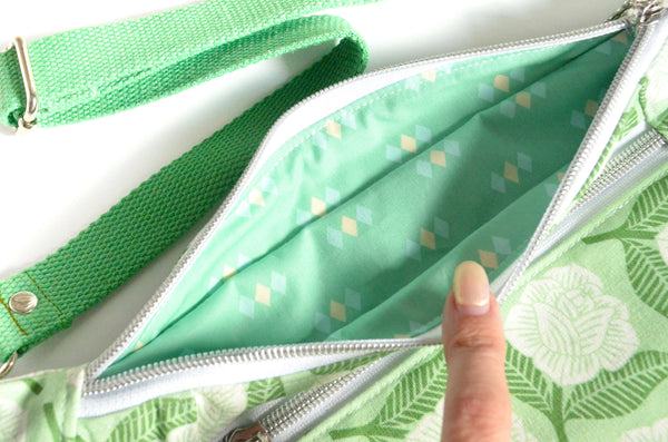 Green & White Floral Fanny Pack