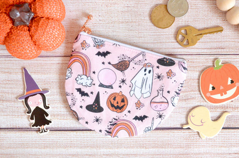 Pink Halloween Vibes Round Coin Purse