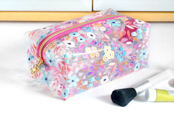 *Clear Vinyl* Wildflower Boxy Toiletry Bag