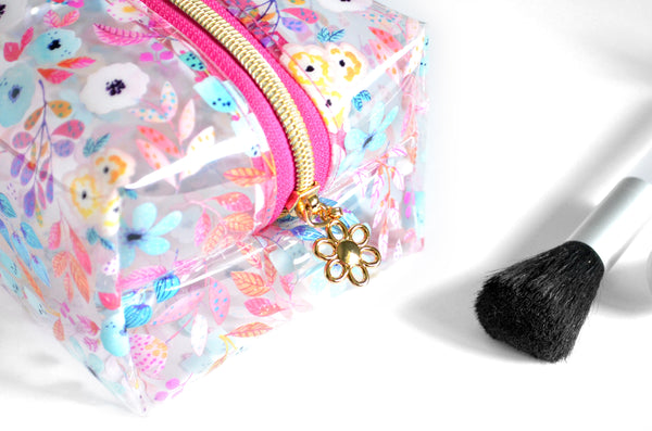 *Clear Vinyl* Wildflower Boxy Toiletry Bag
