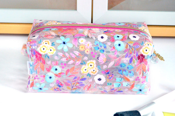 *Clear Vinyl* Wildflower Boxy Toiletry Bag