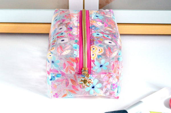 *Clear Vinyl* Wildflower Boxy Toiletry Bag