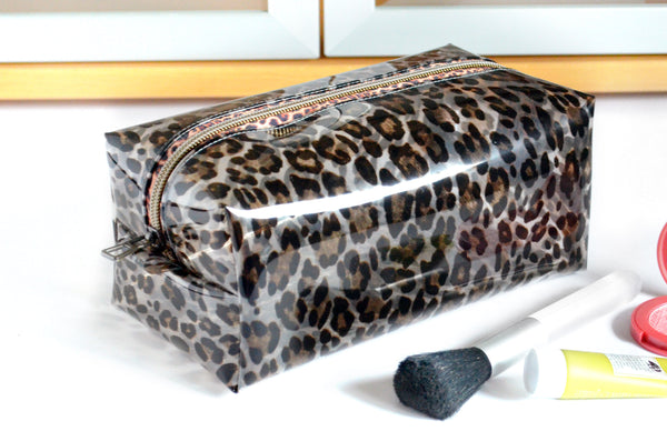 *Clear Vinyl* Classic Leopard Boxy Toiletry Bag