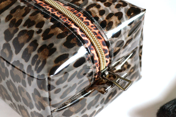 *Clear Vinyl* Classic Leopard Boxy Toiletry Bag