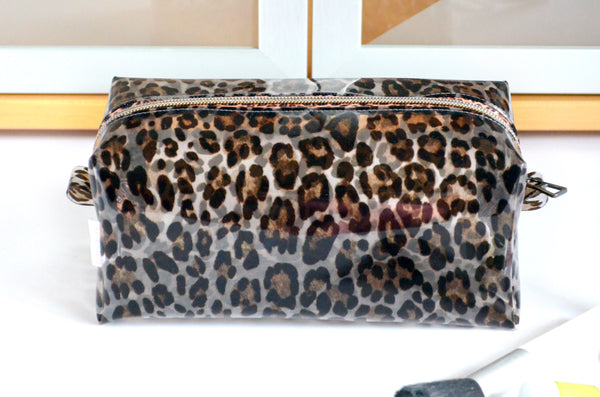 *Clear Vinyl* Classic Leopard Boxy Toiletry Bag